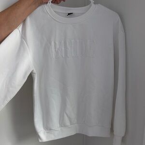 White BRIDE Embroidered Crewneck Sweatshirt - Women's Sweater